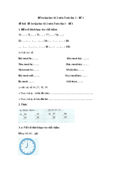 Đề ôn tập học kì 2 môn Toán lớp 1 sách Vì sự bình đẳng - Đề 1
