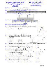 Đề thi giữa kỳ 1 Toán 12 năm 2025 – 2026 trường THPT Trần Quang Khải – Hưng Yên