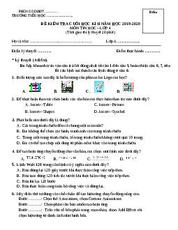 Đề thi cuối học kì 2 lớp 4 môn Tin học năm 2019 - 2020