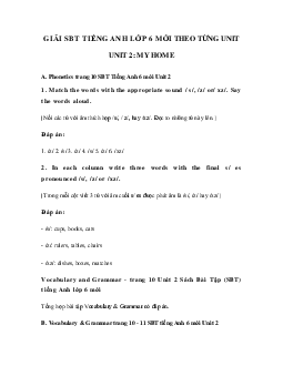 Giải sách bài tập tiếng Anh lớp 6 unit 2 My house