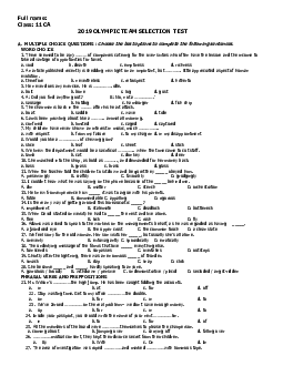 2019 OLYMPIC Team selection EST Class11CA