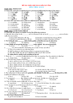 Đề thi chọn học sinh giỏi Tiếng Anh 12 cấp tỉnh (có đáp án)