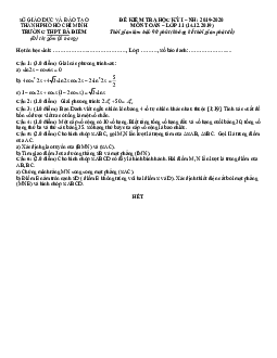 Đề thi học kì 1 Toán 11 năm 2019 – 2020 trường THPT Bà Điểm – TP HCM