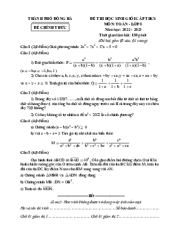Đề học sinh giỏi Toán 8 năm 2022 – 2023 phòng GD&ĐT Đông Hà – Quảng Trị