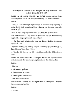 Giải bài tập SGK Lịch sử 9 bài 15