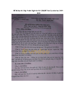 Đề thi học kì 1 lớp 9 môn Ngữ văn Sở GD&ĐT Sơn La năm học 2019 - 2020
