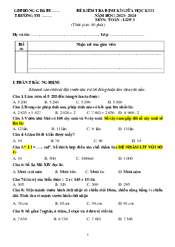 Đề thi giữa học kì 2 môn Toán 3 năm 2023 - 2024 (Đề 2) | Chân trời sáng tạo