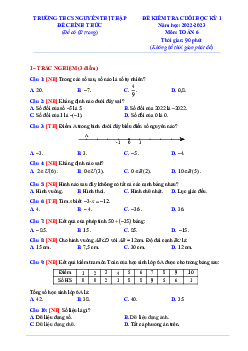 Đề cuối học kỳ 1 Toán 6 năm 2022 – 2023 trường THCS Nguyễn Thị Thập – TP HCM