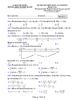 Đề thi thử Toán THPT Quốc gia 2019 trường THPT Tô Hiến Thành – Thanh Hóa