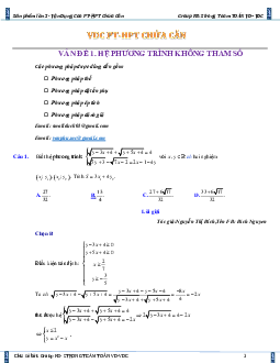 Chuyên đề vận dụng cao phương trình và hệ phương trình chứa căn