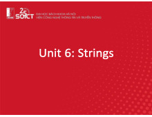 Unit 6: Strings - Tin học đại cương (IT1110) | Trường Đại học Bách khoa Hà Nội
