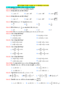 Đề cương ôn tập học kỳ 1 Toán 11 năm học 2023-2024