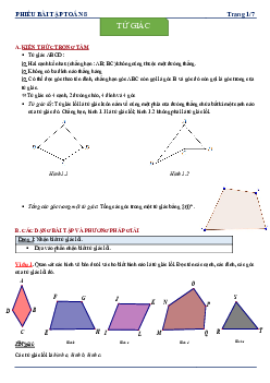 Phiếu bài tập Toán 8 chủ đề tứ giác