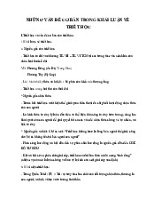 NHỮNG VẤN ĐỀ CƠ BẢN TRONG KHÁI LUẬN VỀ TRIẾT HỌC