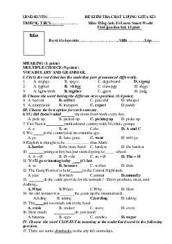 Đề thi giữa học kì 1 môn tiếng Anh lớp 8 năm 2023 - 2024 (Smart World) - Đề 1