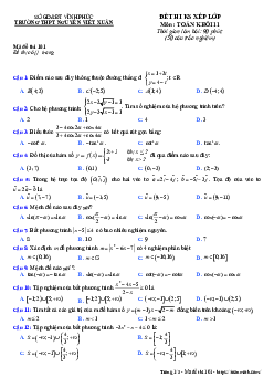 Đề thi xếp lớp Toán 11 năm 2019 – 2020 trường Nguyễn Viết Xuân – Vĩnh Phúc