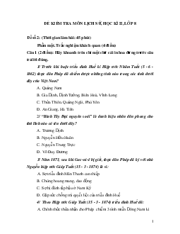 Đề kiểm tra học kì II lớp 8 môn Lịch sử - Đề 2