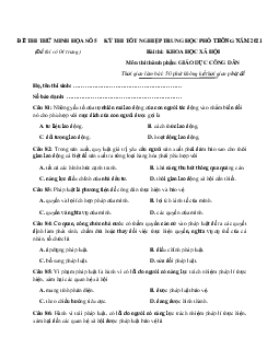 Đề thi thử theo cấu trúc Đề minh họa 2021 môn GDCD có đáp án số 5