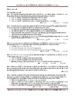 Bài tập xác xuất thống kê Học kì I năm 2017-2018 | Học viện Nông nghiệp Việt Nam