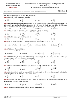 Đề KSCL cuối HK1 Toán 12 năm 2019 – 2020 trường THPT Đồ Sơn – Hải Phòng
