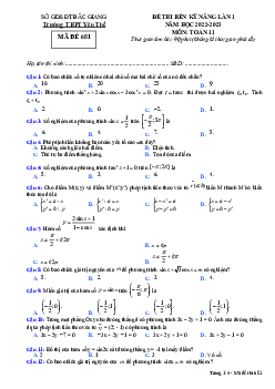 Đề rèn kỹ năng làm bài Toán 11 lần 1 năm 2022 – 2023 THPT Yên Thế – Bắc Giang