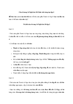 Bạn cảm nhận như thế nào về tình cảm giữa Thanh và Nga | Văn mẫu lớp 10 Chân trời sáng tạo