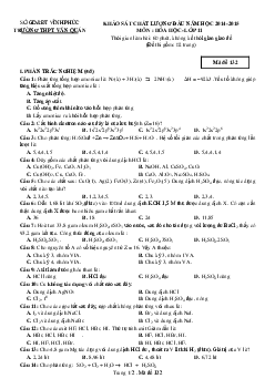 Đề thi khảo sát chất lượng đầu năm học 2014-2015 lớp 11 trường THPT Văn Quán, Vĩnh Phúc môn Hóa học | Kết nối tri thức