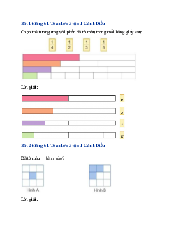 Giải SGK Toán lớp 3 trang 61, 62 Một phần bảy. Một phần tám. Một phần chín | Cánh Diều