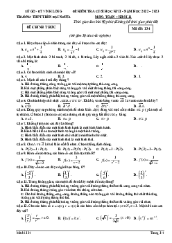 Đề cuối học kỳ 2 Toán 11 năm 2022 – 2023 trường THPT Trần Đại Nghĩa – Vĩnh Long