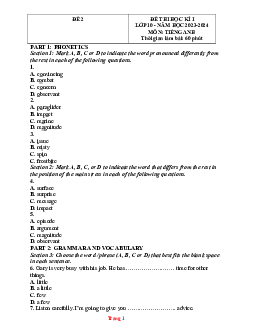 Đề thi học kỳ 1 Anh 10 friends global - Đề 2 (giải chi tiết)