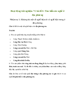 Giải Hoạt động trải nghiệm 7: Tìm hiểu các nghề ở địa phương | Chân trời sáng tạo