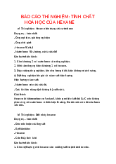 Báo cáo thí nghiệm: Tính chất hoá học của Hexane môn Hoá Hữu Cơ | Trường Đại học Khoa học tự nhiên, Đại học Quốc gia Thành phố Hồ Chí Minh