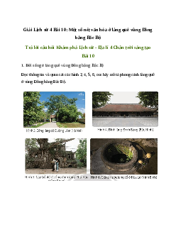 Giải Lịch sử Địa lí lớp 4 Bài 10: Một số nét văn hóa ở làng quê vùng Đồng bằng Bắc Bộ| Chân trời sáng tạo