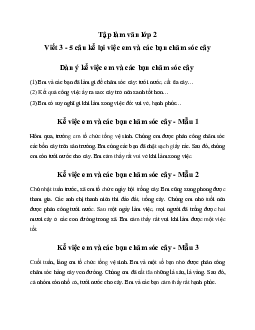 Tập làm văn lớp 2: Viết 3 - 5 câu kể lại việc em và các bạn chăm sóc cây|  Kết Nối Tri Thức