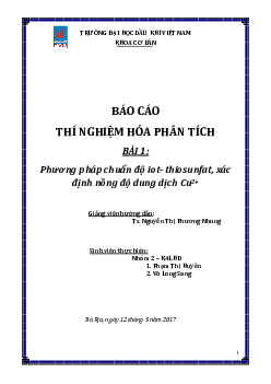Báo cáo thí nghiệm hóa phân tích | Đại học Dầu khí Việt Nam