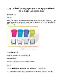 Thiết kế và công nghệ 10 bài 20: Nguyên tắc thiết kế kĩ thuật KNTT