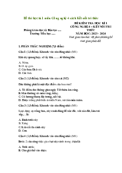 Đề thi học kì 1 môn Công nghệ 4 năm 2023 - 2024 sách Kết nối tri thức với cuộc sống | đề 2