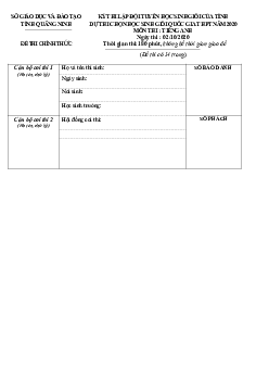 Đề thi lập đội tuyển học sinh giỏi của tỉnh dự thi chọn học sinh giỏi quốc gia THPT năm 2020 môn thi Tiếng Anh Quảng Ninh