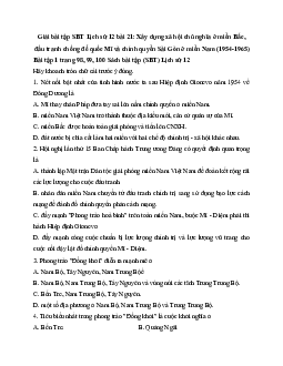 Giải SBT Lịch Sử 12 bài 21: Xây dựng xã hội chủ nghĩa ở miền Bắc, đấu tranh chống đế quốc Mĩ và chính quyền Sài Gòn ở miền Nam (1954-1965)