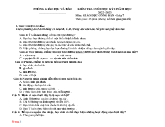 Bộ đề thi HK 2 GDCD 7 kết nối tri thức năm học 2022-2023 (có đáp án ma trận)