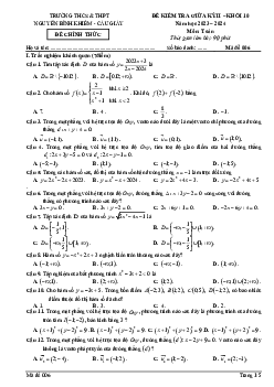 Đề thi giữa kỳ 2 Toán 10 năm 2023 – 2024 trường Nguyễn Bỉnh Khiêm – Hà Nội