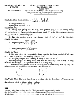 Đề tuyển sinh lớp 10 môn Toán (chuyên) năm 2022 – 2023 sở GD&ĐT Hưng Yên