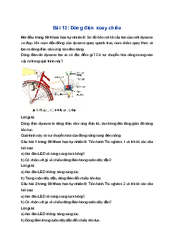 Giải Khoa học tự nhiên 9 Chân trời sáng tạo Bài 13: Dòng điện xoay chiều
