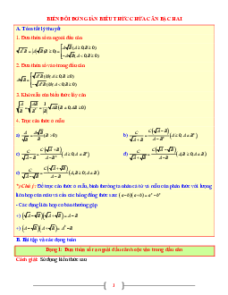 Tài liệu Toán 9 chủ đề biến đổi đơn giản biểu thức chứa căn bậc hai