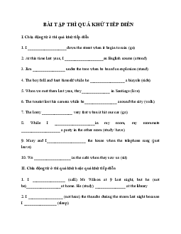 Bài tập về thì quá khứ tiếp diễn