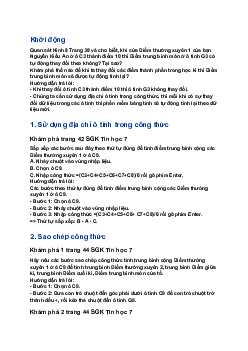 Giải SGK Tin học 7 Bài 8: Sử dụng địa chỉ ô tính trong công thức| Chân trời sáng tạo