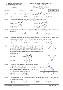 Đề thi HK2 Toán 12 năm học 2016 – 2017 trường THPT chuyên Nguyễn Thị Minh Khai – Sóc Trăng