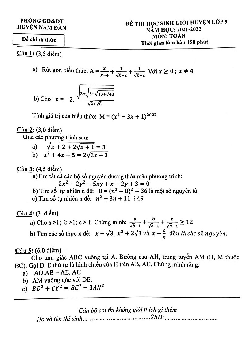 Đề học sinh giỏi huyện Toán 9 năm 2021 – 2022 phòng GD&ĐT Nam Đàn – Nghệ An