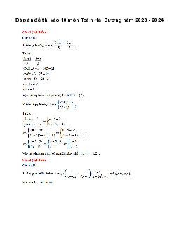 Đề thi vào 10 môn Toán năm 2023 - 2024 sở GD&ĐT Hải Dương