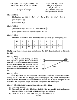 Đề kiểm tra học kì 2 Toán 7 năm 2019 – 2020 trường THCS Bình Trị Đông – TP HCM